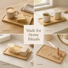 Compact Rectangular Bamboo Tray, Small Desktop Storage Tray - Apricot - View 1