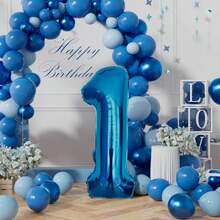 1pc Large Size 40 Inch Number Balloon For Kids Birthday, Baby Shower, Anniversary, New Year, Back To School, DIY Party Decoration Foil Balloons - Blue - View 3