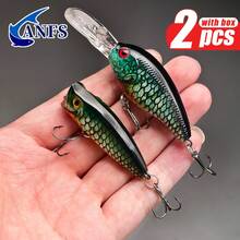 ANFS 2pcs Fishing Lure, Realistic Design Artificial Baits With Vibrant Patterns For Freshwater Saltwater Fishing - Multicolor - View 2