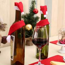 1 Set Christmas Creative Home Decor Non-Woven Fabric Scarf + Hat Wine Bottle Decoration, Kitchen Items, Suitable For Christmas Home Decoration - View 2