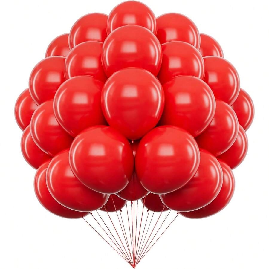 15/35/55/75pcs Red Balloons. 5/10/12/18 Inch Red Latex Balloons, For Theme Parties, Graduation Ceremonies, Weddings And Birthday Parties.