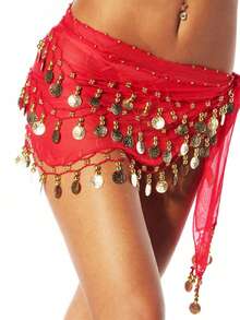 Women's Shiny Belly Dance Costume With Sequins, Halloween Carnival Party Stage Performance Outfit - Multicolor - View 4