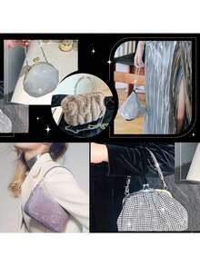 Asa de metal con broche de langosta y strass brillante, diseño elegante y lujoso, apto para banquetes, bodas, actualización de cadena de bolso de lujo diario, esencial para fiestas, estilo duradero para hacer joyas DIY, hacer carteras DIY, reemplazo de correa de bolso con strass, asa corta de bolso, cadena de cartera brillante, apto para bolso de axila/bolso de noche de un hombro/cadena de teléfono/fiesta de boda, hacer carteras DIY - Multicolor - Ver 4