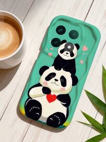1 buah Casing Ponsel Cream Dopamine Bergelombang Lembut dengan Tekstur TPU, Desain Kreatif, Personalisasi, Motif Kartun Panda Lucu, Kompatibel dengan Galaxy S21 S22 S23 S24 S25 S26/Honor/ dan Model Lainnya - Putih - View 1