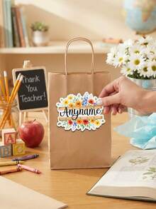 4/8/16pc Custom Name Watercolor Wildflower Ruler Sticker,Boho Floral Teacher Decals, Teacher Appreciation Gift,Back To School Gift - Multicolor - View 4