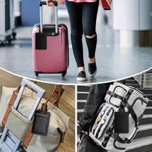 PU Leather Suitcase Tag With Hidden Card Slot Detachable Quick Release Strap Anti Scratch Wearproof Portable For Business Travel Overseas Trip Student Bag And All Luggage Sizes Initial Name Butterfly Letter 26 Letters Pattern - Black 1pc - View 5