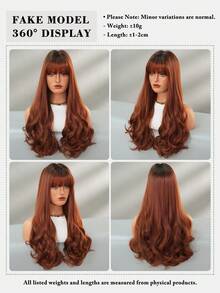 7JHH WIGS Long Body Wave Wigs For Women 24-Inch Wavy Curly Wig With Bangs, Synthetic Heat-Resistant Fiber Fluffy Wig For Daily Wear, Music Festival Party Use( Red Copper, Linen Gold, Pale Blonde ) - Multicolor - View 6