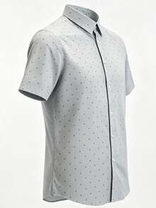 Officeau Men's Summer Casual Single-Breasted Short Sleeve Shirt - Grey - View 4