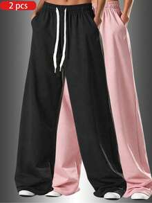 2pcs Women's Soft Comfortable Breathable Running Fitness Sports Casual Sweatpants, Spring/Summer Fall - Multicolor - View 7