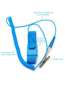 Blue Spring Wire Anti-Static Wrist Strap With Alligator Clip, Electronic Repair Anti-Static Wristband, Electrostatic Protection Tool For Electronic Product Repair - Blue - View 4