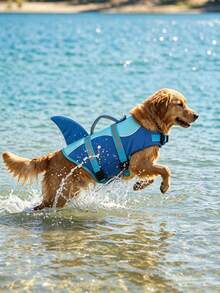 Metglad Shark-Style Dog Life Jacket - With Non-Slip Rescue Handles, Reflective Dog Swimming Life Jacket, Adjustable High Buoyancy Swimsuit For Small, Medium, And Large Dogs - Baby Blue - View 1