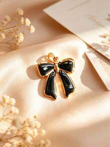 Multi-Style Y2K Sweet & Cool Blogger Style Stainless Steel Black & Gold DIY Pendant, Waterproof, Sweat-Proof, Hypoallergenic, Shiny Black Bow, Heart, Starfish, Detachable Multi-Layer Layering, Graduation Commemorative Gift - Multicolor - View 8
