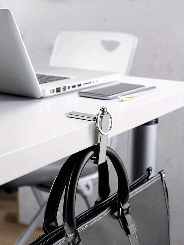 1pc Multifunctional Metal Hook, 2-In-1 Folding Wallet Hook & Phone Stand Keychain, Suitable For Handbags, Phone Stands, Storage Items