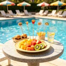 100pcs Mixed Hamburger And French Fries Bamboo Skewers, Disposable Picks, Suitable For Sandwiches, Cakes, Desserts, Party And Event Decoration - Multicolor - View 7
