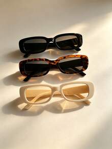 4 Pairs/3 Pairs/2 Pairs Vintage Women's Cat Eye Glasses, Black White Leopard Print Versatile Fashion Glasses Set - Small Square Frame - View 5