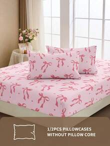 1pc Lightweight Breathable Pillowcase, Cartoon Pattern Soft Pillowcase, Pink Bow Pattern, Envelope Closure, Wrinkle-Resistant, Gentle On Hair And Skin, Improves Sleep, No Filling, Bedding, Soft And Breathable, Bedroom Decor, Room Decor - Multicolor - View 6