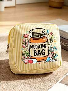 Striped Portable Travel Pill Bag, Travel Pill Storage Bag, Camping Medicine Bag, Multi-Functional Fabric Small Medicine Bag, Simple Cosmetic Bag, Outdoor Home Medicine Bag, Toiletry Bag, Suitable For Medicine, Cosmetics, Lipstick And Daily Small Items, Unique Birthday Gift, Holiday Gift, Party Gift, Vacation Gift, Thanksgiving, Christmas Gift (Only Empty Bag) - Multicolor - View 10