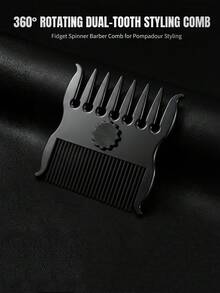 Peine giratorio 360° de doble cara con dientes anchos y finos en color negro, peine de peinado y cuidado de barba para hombres, peine de textura de cabello con dientes anchos, peine de dientes finos para cabello liso y flequillo de mujeres, peine giratorio portátil de bolsillo para alivio del estrés - 8360#Peine con rodamiento negro - Ver 7