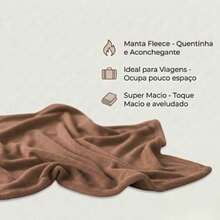 Cobertor Casal Manta Fleece Lisa Super Macia 1,80 X 2,00m - Marrom Claro - Visão 3