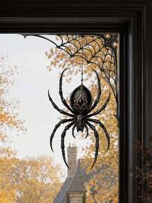 1pc Halloween Gothic Spider & Cobweb Corner Window Sticker, Self-Adhesive Peel And Stick PVC Window Decal, Waterproof Removable Spooky Glass Door Decor For Haunted House & Halloween Party Home Decor - Multicolor 2 - View 12