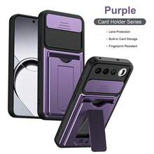 Kompatibel dengan Casing Ponsel Oppo A6 Pro/F31 5G, Casing Ponsel dengan Slot Kartu dan Penyangga, Dilengkapi Lensa Kamera Geser dan Penyangga. - Purple - View 15