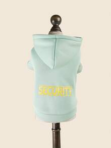 PETCIRCLE 1PC Pet Clothes Small Dog Puppy Cute Pet Windproof Cold-Proof Hooded Simple Solid Color Letter Print Sweatshirt Series Yellow SECURITY + Solid Color Sweatshirt - Bean Green - Multicolor - View 8