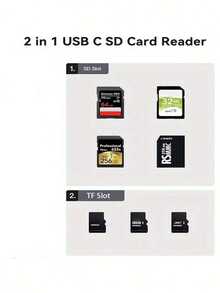 Gesen 1pc SD Card Reader, Dual Slot USB-C/Lightning Interface, SD/TF Card Reader Adapter For Portable Camera Viewer, Plug And Play, Compatible With IOS 17/16/15/14/13/12/11/XS/8/7/6, Cameras, And Other Devices - White - View 4