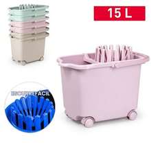 15L Plastic Mop Bucket, Rectangular Mop Tub With Built-In Wringer, Stackable To Save Space, Equipped With 4 Rolling Casters, Random Color Delivery, Portable Household Water Container, Perfect For Daily Mopping In Apartments And Bathrooms. - A - View 15