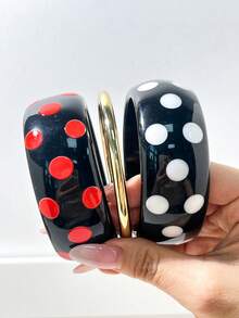 Dopamine Geometric Ring Resin Women's Bracelet Exaggerated Versatile Women's Bangle Set - Multicolor a - View 6