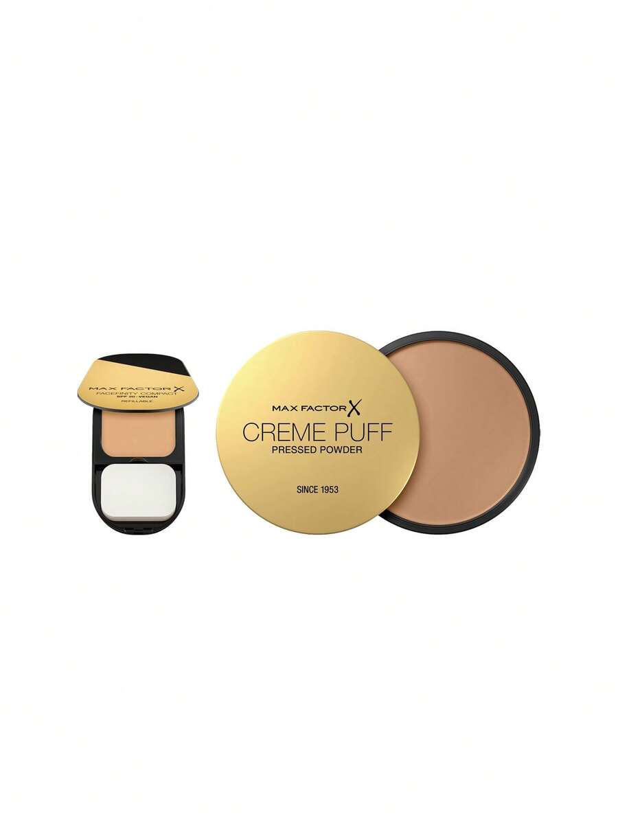 Max Factor [حزمة] كريم أساس مضغوط فيسفينيتي 033 بيج كريستالي 10 جرام + بودرة مضغوطة كريم بوف 13 بيج جديد 14 جرام - 033 بيج كريستالي + 13 بيج جديد - مشاهدة 1
