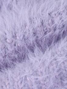CAMEL CROWN Unisex Plush Knitted Beanie, Winter Faux Mink Fur Windproof Earflap Hat, Thickened Warm Face-Flattering Knit Cap - Snow Soft Purple - View 4