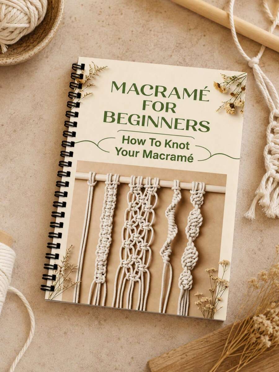 1pc Knotting & Macrame Basics Notebook, Spiral Bound Practice Book, Includes Easy-To-Follow Knotting Tutorials And Professional Handmade Journal, Help You Master Rope Art From Scratch - Multiple Styles - View 1