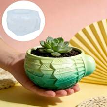 SUPWANPENG 1pc Resin Silicone Mold Feather Texture Single Handle Round Pot Shape DIY Handmade Casting Mold For Flower Pot, Pen Holder, Candle Holder, Key Storage Box, Compatible With Resin, Plaster, Clay, Cement, Concrete, Desktop Succulent Green Plant Decor Ornament Mold, Perfect For Home Decor, Valentine's Day, Mother's Day, Father's Day, Christmas Gift Handmade Mold - No BW265 Mold - View 8