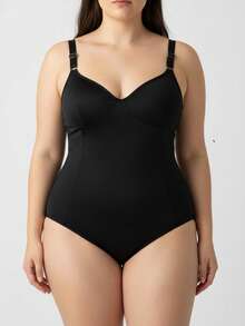 Body Plus Size 48 ao 54 Modelador Feminino Cinta Redutor Suplex Alta Compressão - preto - Preto - Visão 1