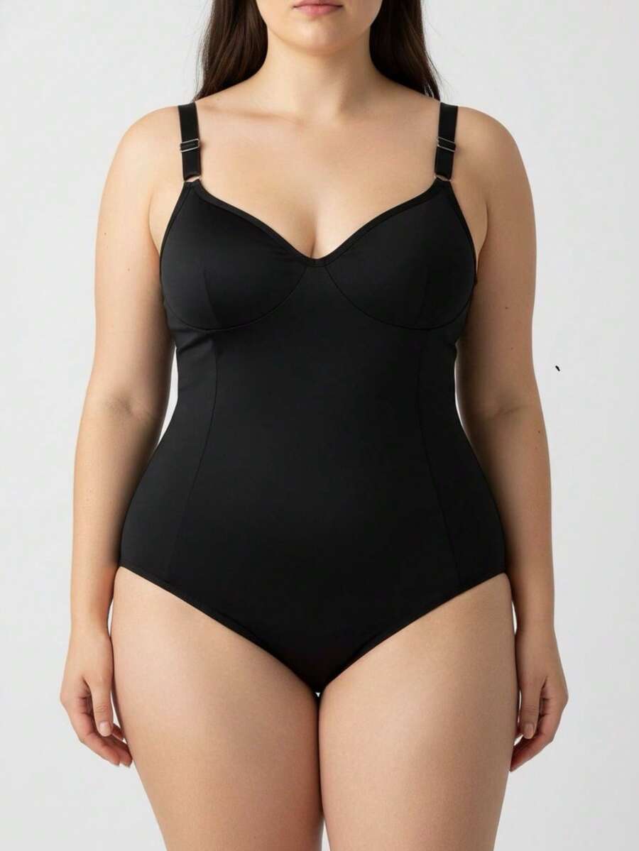 Body Plus Size 48 ao 54 Modelador Feminino Cinta Redutor Suplex Alta Compressão - preto - Preto - Visão 1
