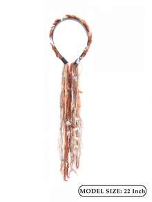 Plush Marrone Color Long Tassel Ribbon Braided Headband, Bohemian Style Hair Accessory Wig - Color - View 2