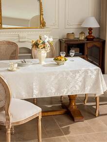 1pc French Cream White 3D Jacquard Tablecloth, Paisley Pattern Round/Square/Rectangular Dining Table Cover, Luxury European Country Style Decorative Tablecloth, Suitable For Home Kitchen, Gathering, Wedding, Banquet Scenes, Multiple Size Options - Creamy White - View 6