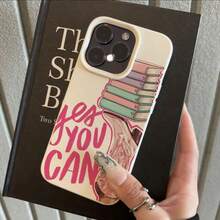1pc TPU Material Sweet & Cool Book High Heel Slogan Pattern Phone Case Compatible With IPhone 17 Pro Max/17/16 Pro Max/15/13/12/11/ S20 FE/A15/S24/A55/ Note 11/Note 12/Note 13 Pro Full Coverage Anti-Drop Soft Shell Protective Cover - White - View 2