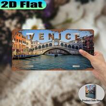2D Flat Print, 1pc, Vintage Venice Sign Plate, Retro Urban Style, Travel Enthusiast Gift, Souvenir Gift, Suitable For Entryway Wall And Living Room Decor, For Decorative Use Only (Random Style) - A - View 6