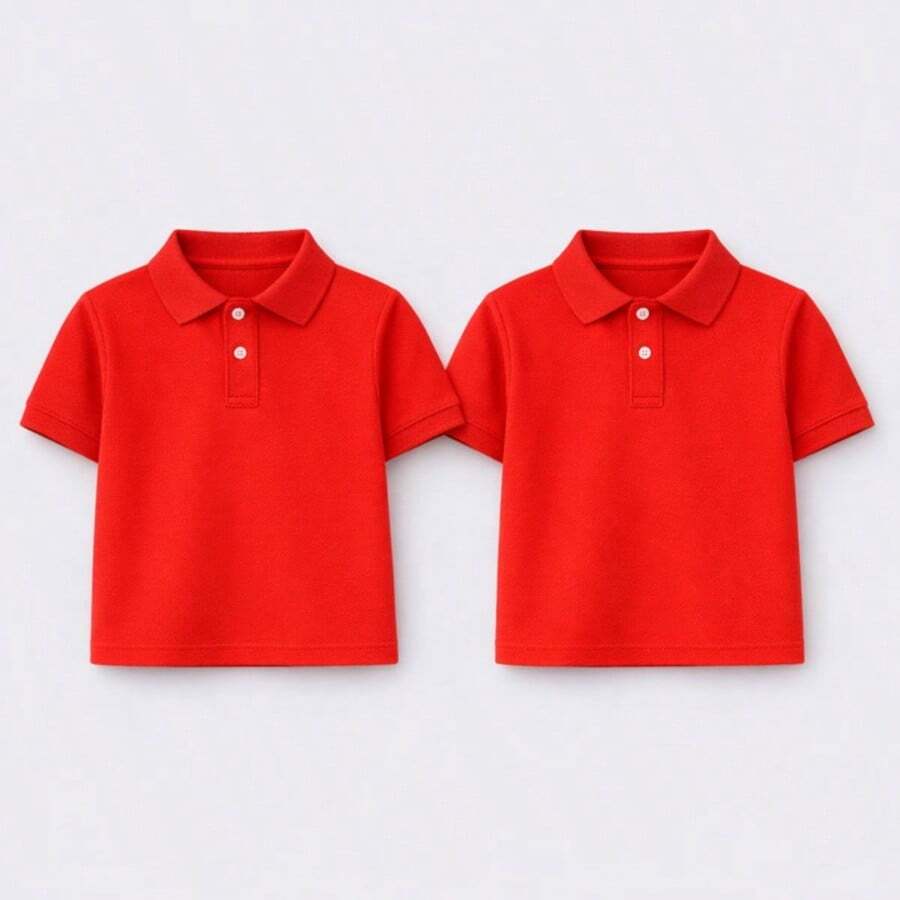 Young Boys Polo Shirts - Red - View 1
