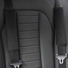 1Pair Soft Plush Car Seat Belt Shoulder Pad, Solid Black Comfort Seatbelt Cover, Universal Auto Shoulder Strap Protector, Car Interior Accessories - A - View 4