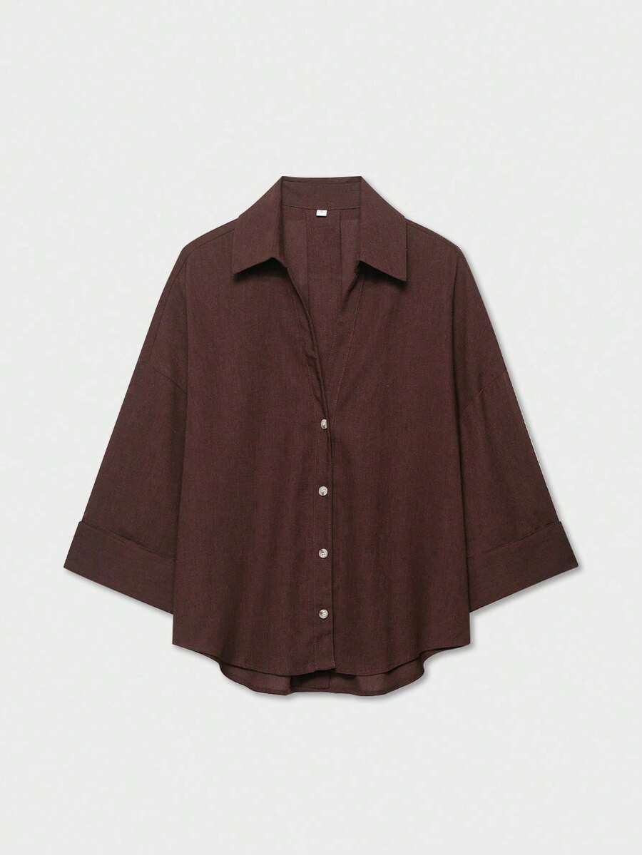 Women Blouses & Shirts - 咖啡棕 - 查看 1