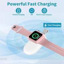 1pc Unisex Magnetic Secure Dual-Port Fast Charging Watch Band Storage Luxury Texture Overcharge Protection Compact Portable Smartwatch Wireless Charger Compatible With Apple Watch Series 9/8/7/6/SE/Ultra Travel Emergency Desktop Office Charging - White - View 6