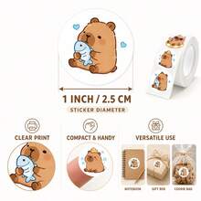 500PCS(1 Roll) 1 Inch Capybara Stickers, 12 Patterns, Suitable For Teachers, Adults, Parents, Classroom, School, Work, Study, Training, Cute Animal Stickers, Handmade Self-Adhesive Labels, Incentive Encouragement Stickers, Back To School Stickers, School Opening Decoration Stickers, Back To School Gifts - Multicolor - View 2