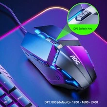 AOC KM410 Gaming Wired Keyboard & Mouse Combo RGB Lighting Mechanical Feel 104 Keys Office Computer Keyboard Set Ergonomic Design - View 6