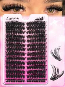 EYELASH EVOLUTION 224pcs 100D Eyelashes, Mixed Length, C-Curl, Individual Lashes, Shiny & Charming Eyes, 3D Cat Eye Style Extension, Lightweight Fluffy False Lashes, Soft & Comfortable, Suitable For Beginners, Reusable, DIY Time-Saving, Holiday Gift, Fox Eyes/Cat Eyes - C - View 1