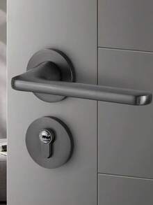 1 Set Split Metal Door Lock With Lock Body And Lock Cylinder Or 2 Handles, 3 Keys, Suitable For Bedroom, Room, Study Interior Door Installation, Easy Installation With Indoor Security - A - View 3