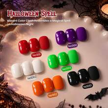 Beetles 6 Colors Halloween Gel Nail Polish Set, Red Purple Green Orange Black White Soak Off UV LED Gel For Pumpkin, Ghost, Witch & Spooky Nail Art - 6 Colors Halloween Gel Nail Polish Set - 查看 2