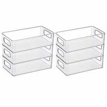 Clear PET Stackable Refrigerator Storage Boxes, 6-Pack Multi-Purpose Organizers For Food, Fruits, Vegetables & Drinks - 6pcs - View 2