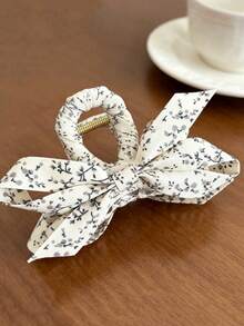 1pc Women New Style Small Floral Bow Hair Claw For Simple At The Back Of The Head - Half-Twist Hairstyle Claw Clip Hair Accessory - Multicolor - View 6